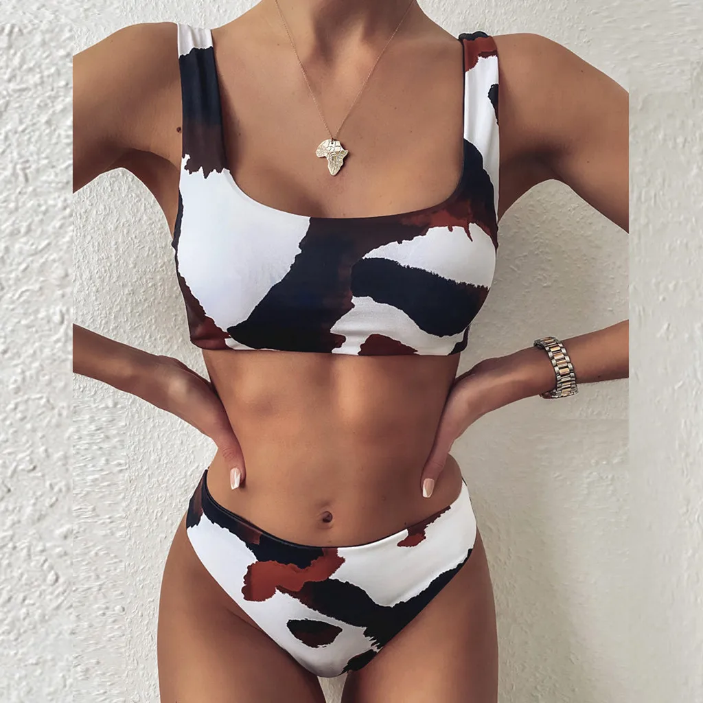 plus size cow print bikini