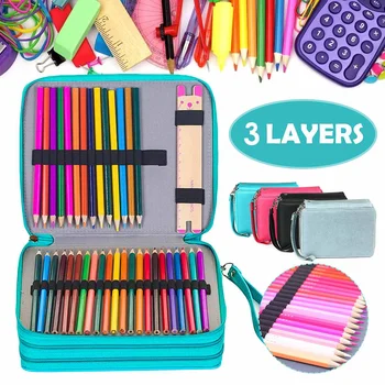 

High quality PU 72 Slots Pencil Case Storage Bags Drawing Sketching Pencils Pen Case Pocket Bag Pen Bags School Supplies