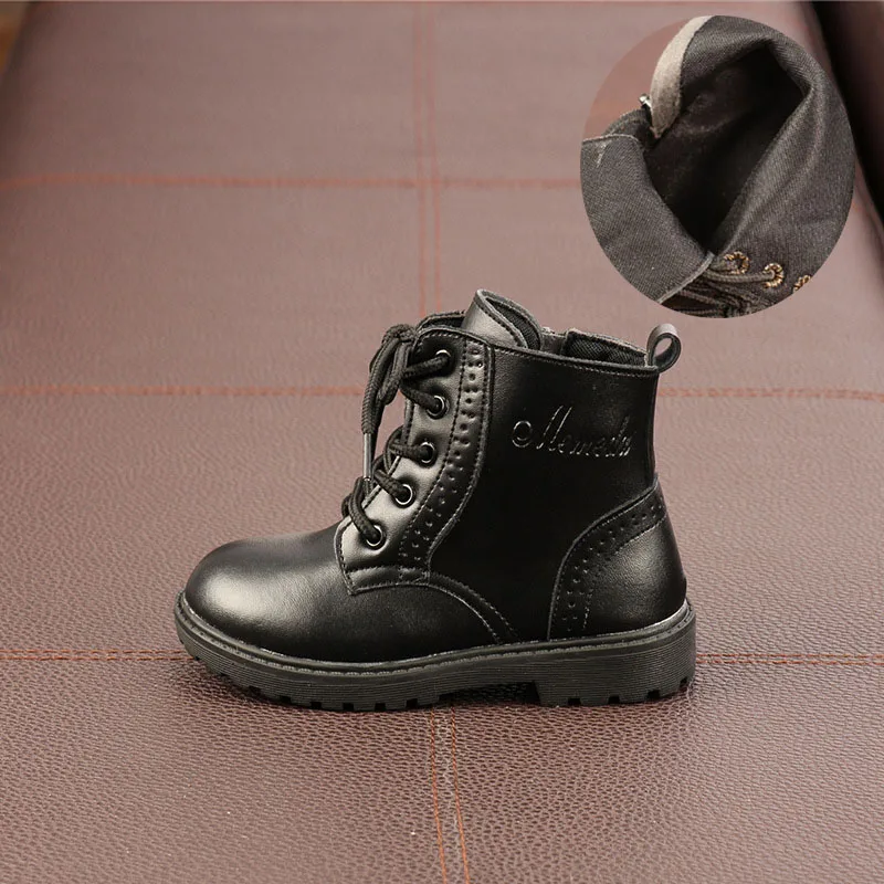 Black cotton Зимние ботинки для детей модные ботинки для девочек детская обувь martin обувь принцессы для девочек резиновые сапоги ботинки для малышей - Цвет: Black cotton