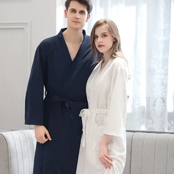 Men‘s&Women's Bathrobe Waffle Fabric Soft Breathable Kimono Autumn Lounge Long Sleeve Couples Home Wear Plus Size Robe Sets