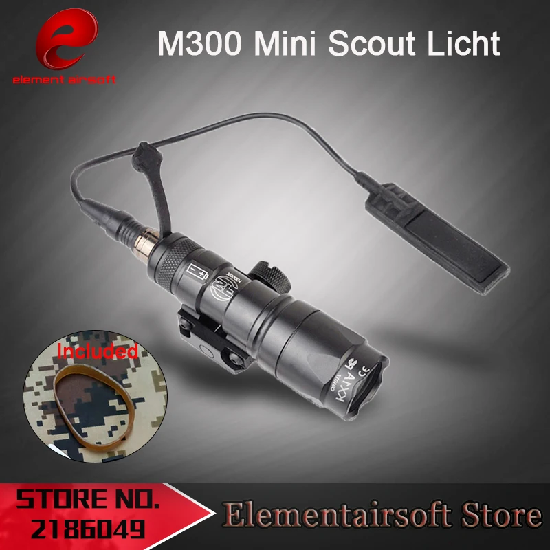 

Element Tactical SF M300 Mini Scout Light 250lumen flashlight with remote switch tail and 20MM Weaver Rail EX191