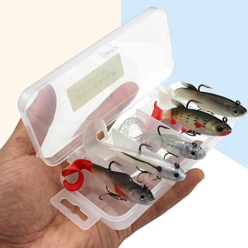 5pcs Soft Lure Kit Set 9-14g Wobblers Artificial Bait Silicone Sea Fishing Lures Bass Carp Lead Head Fish Jig Baits | Спорт и