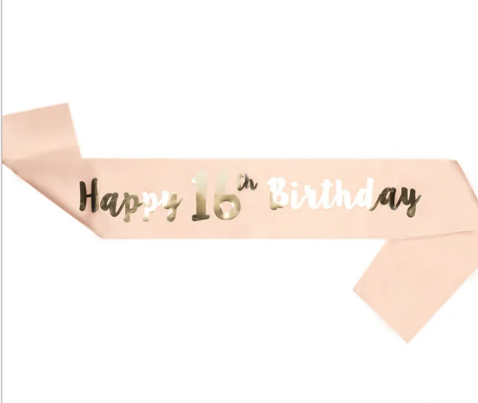 1 шт. розовое золото лента для дня рождения счастливая 16th 21st 30th 40th 50th 60th лента для дня рождения на день рождения принадлежности для украшения праздника Подарочные ленты пояс
