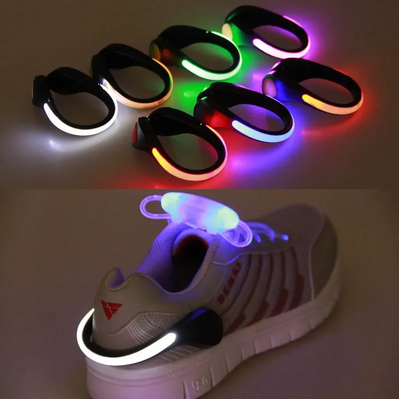Предупреждение свет безопасность ночной бег обуви Зажимы светодиодный световой зажим для обуви открытый Велосипедный свет с перезаряжаемой батареей