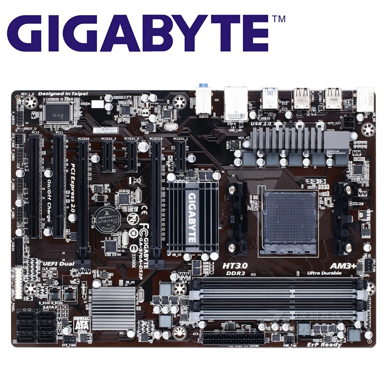 AM3 + оригинальная материнская плата для AMD DDR3 DIMM Gigabyt USB3.0 32 ГБ 970 970A DS3P системная