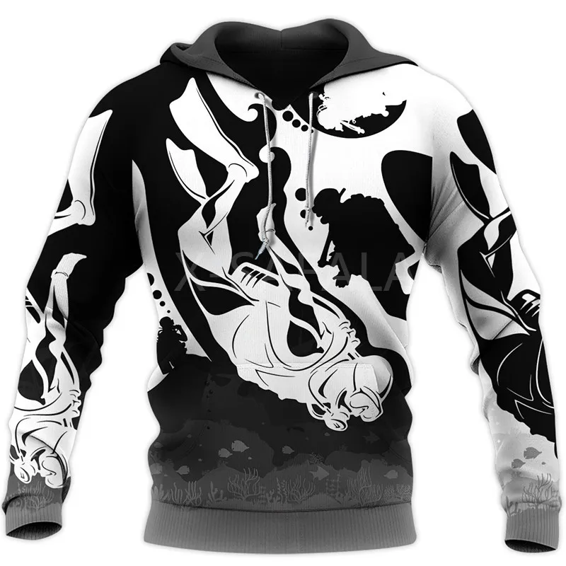 

New Fashion Scuba Diving Sports 3D All Print Hoodie Man Women Harajuku Outwear Zipper Pullover Sweatshirt Casual Unisex Jacket