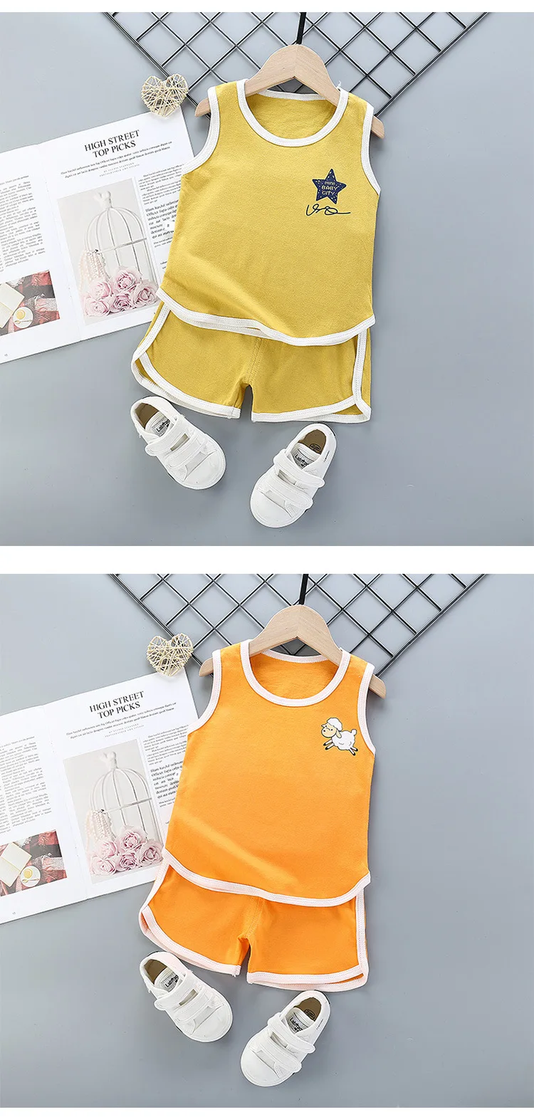 baby shirt clothing set 9M-5Y New Children's Vest Set Pure Cotton Summer Kids Baby Boy Girl Sleeveless Shorts 2pcs Children's Clothes Set Children Wear warm Baby Clothing Set