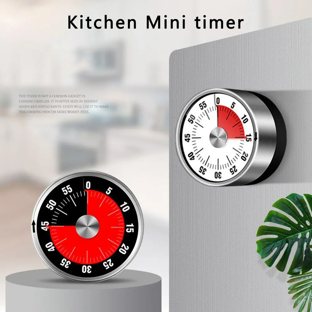 Timer visivo in acciaio inossidabile Timer meccanico rotondo Timer da cucina da 60 minuti con allarme forte Orologio magnetico Timer Gadget da cucina_voghion.com