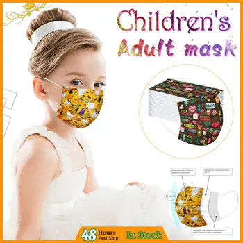 

Anti-stof Veilig Ademend mascarillas 50-100pcs Cartoon Printing Kids Adult mask Disposable Face Mask 3Ply Non-woven masques
