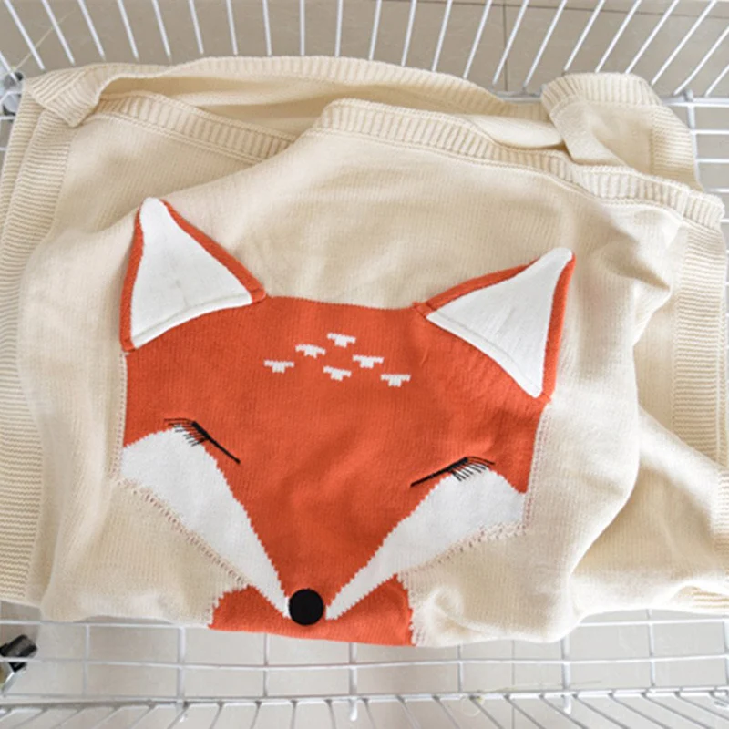 Детское трикотажное одеяло с рисунком лисы; одеяло для мальчиков; пеленки для девочек; коврик для сна