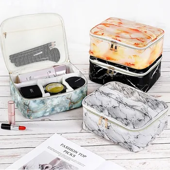

2020 New Waterproof Women's Cosmetic Bag Travel Storage Toilet Bag Marble Pattern Cosmetic Bag