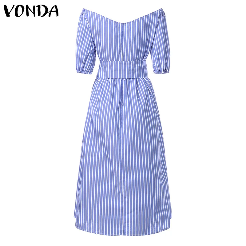 VONDA, Женский винтажный сарафан, модное летнее макси платье, Повседневная Туника с коротким рукавом, Vestido, женское плиссированное платье размера плюс 5XL