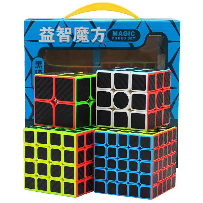 Zcube углеродное волокно черный рыцарь набор Подарочная коробка 2x2 3x3 4x4 5x5 Пирамида Megaminx перекоса риса клецки волшебный куб костюм детские игрушки подарок
