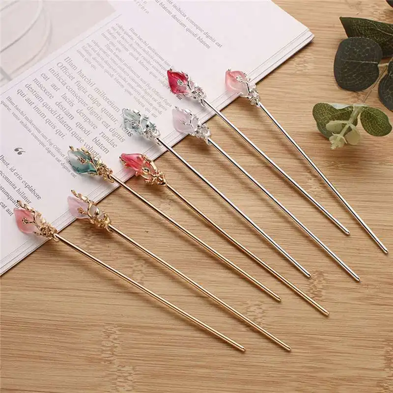 

Hanfu Hair Stick Vintage Chinese Style Clip Accessories Jewelry Hair Chopsticks Hairpin Woman Fork Hair Women Metal Glaze Hair