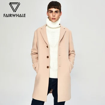 

Mark Fairwhale 2019 Winter causal Soild Wool Coat Men Fashion Lapel Single-breasted Straight Long Coat 717416027013