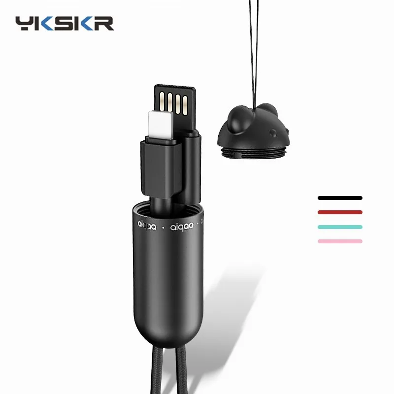 

Portable USB Cable For iPhone Xiaomi Samsung 3A Fast Charging Data Sync Type C Phone Cables Leather Keychain Micro USB C Cable