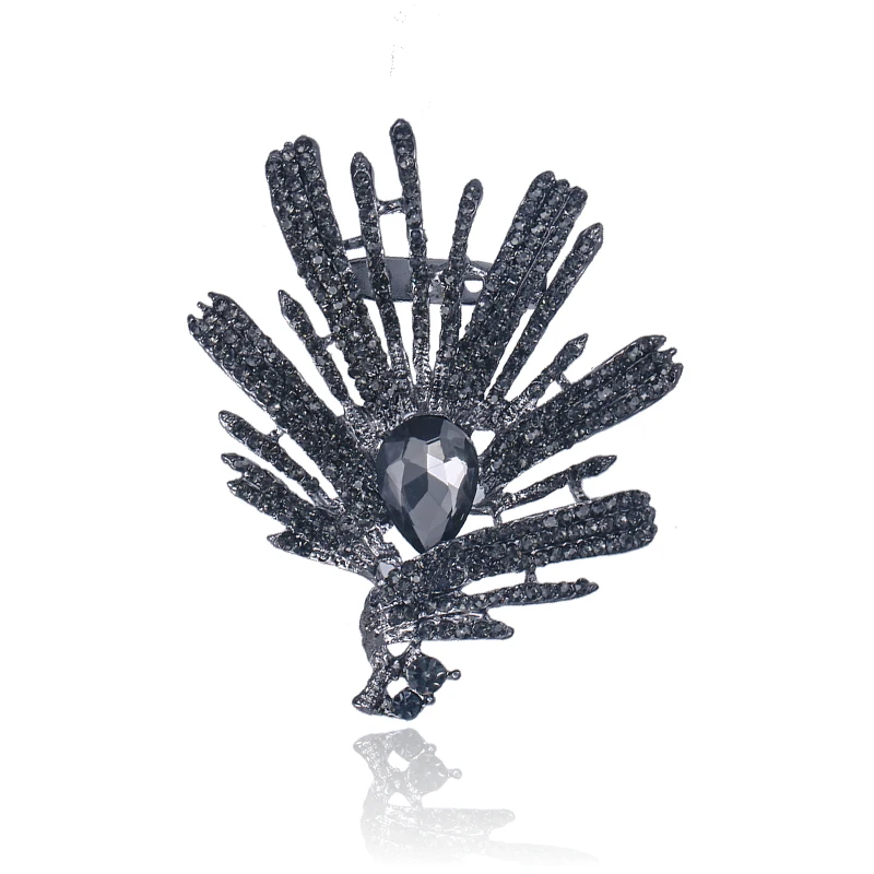 

WEIMANJINGDIAN Brand Black Crystal Rhinestones Iron Throne Brooch Pins
