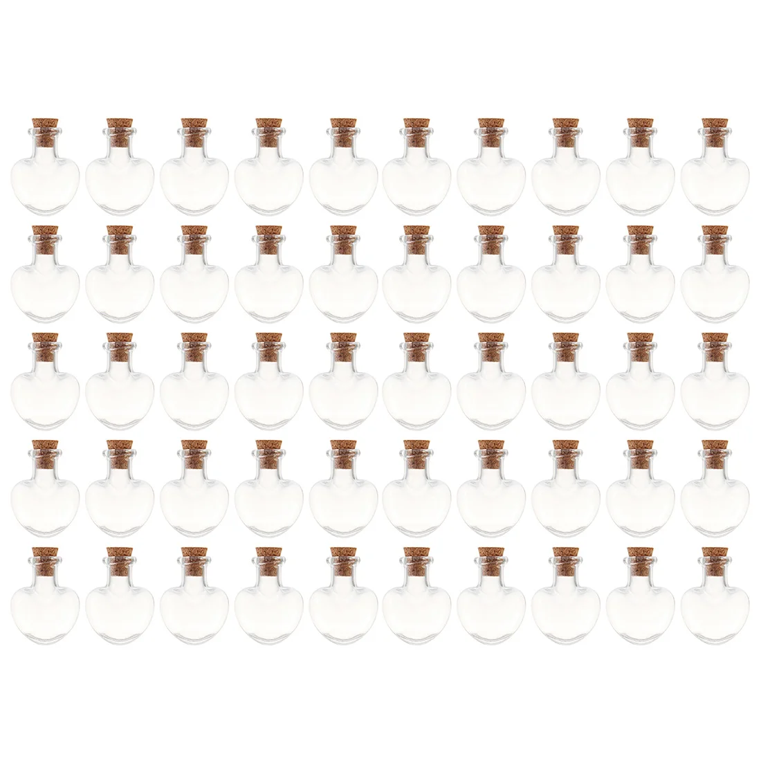 

50Pcs 2.4 X 2cm 5ml Heart-Shaped Mini Glass Cork Bottles Empty Sample Small Jars Wishing Glass Bottle Storage Gift - Transparent