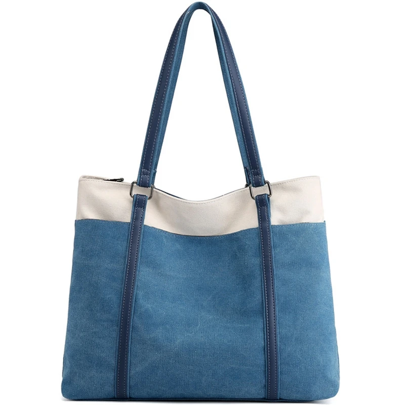 

ABSF Women'S Canvas Stitching Contrast Large Capacity Shoulder Tote