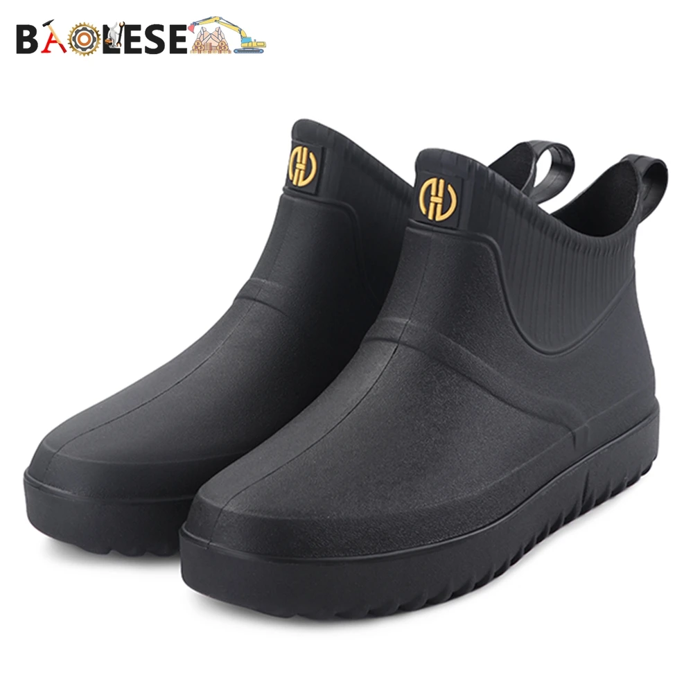 

BAOLESEM Man Rain Rubber Boots Gardening Men Fishing Rain Boots Water-proof Anti-skid Winter Ankle Boots Lightweight New Design