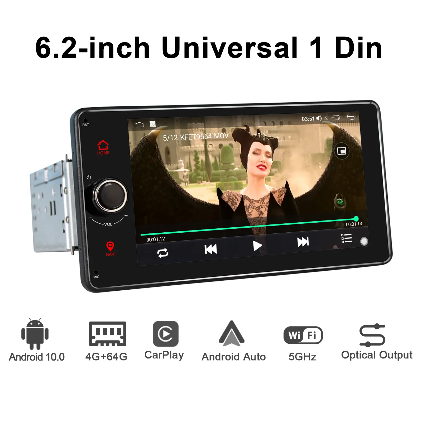 JOYING Car Radio Pantalla 1 din Android 10 Autoradio Stereo 6.2
