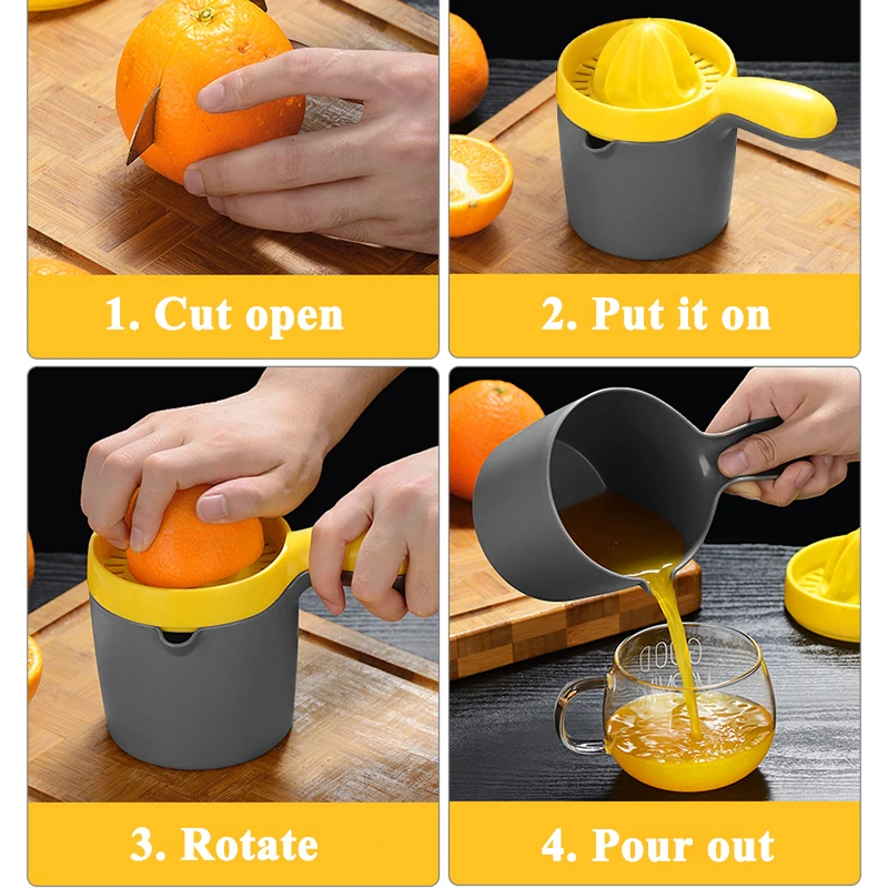 Manual Hand Fruit Juicer Lemon Squeezer Orange Citrus with Lid Rotation Reamer Household