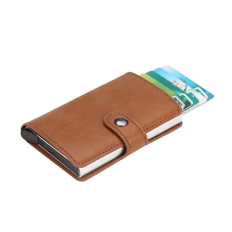 Apricot KUDIAN EBAR металлический кредитный держатель для Карт RFID для мужчин и женщин Винтажная алюминиевая коробка Crazy Horse кошелек для карт кошелек Tarjetero BIX311 PM49 - Цвет: Apricot