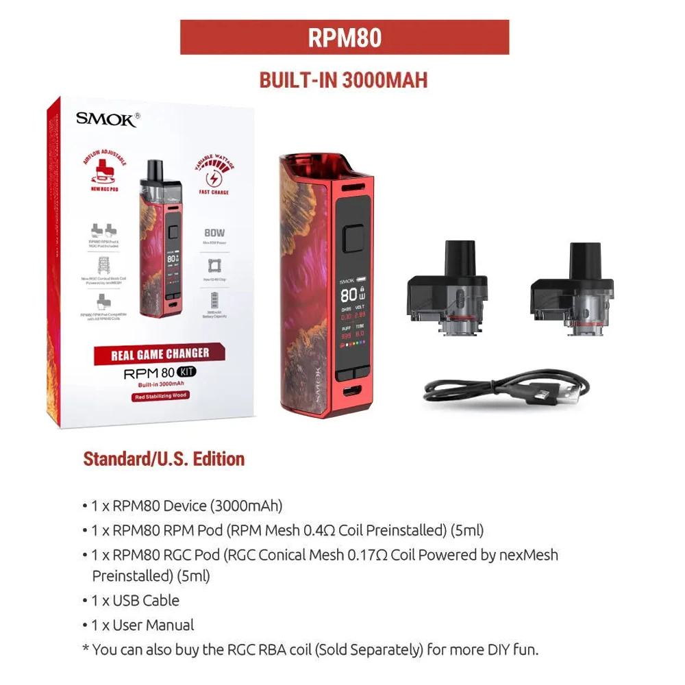 SMOK RPM80 об/мин 80 PRO комплект 80 Вт 3000 мАч батарея электронная сигарета испаритель RPM RBA Pods катушки VS RPM40 NORD NOVO