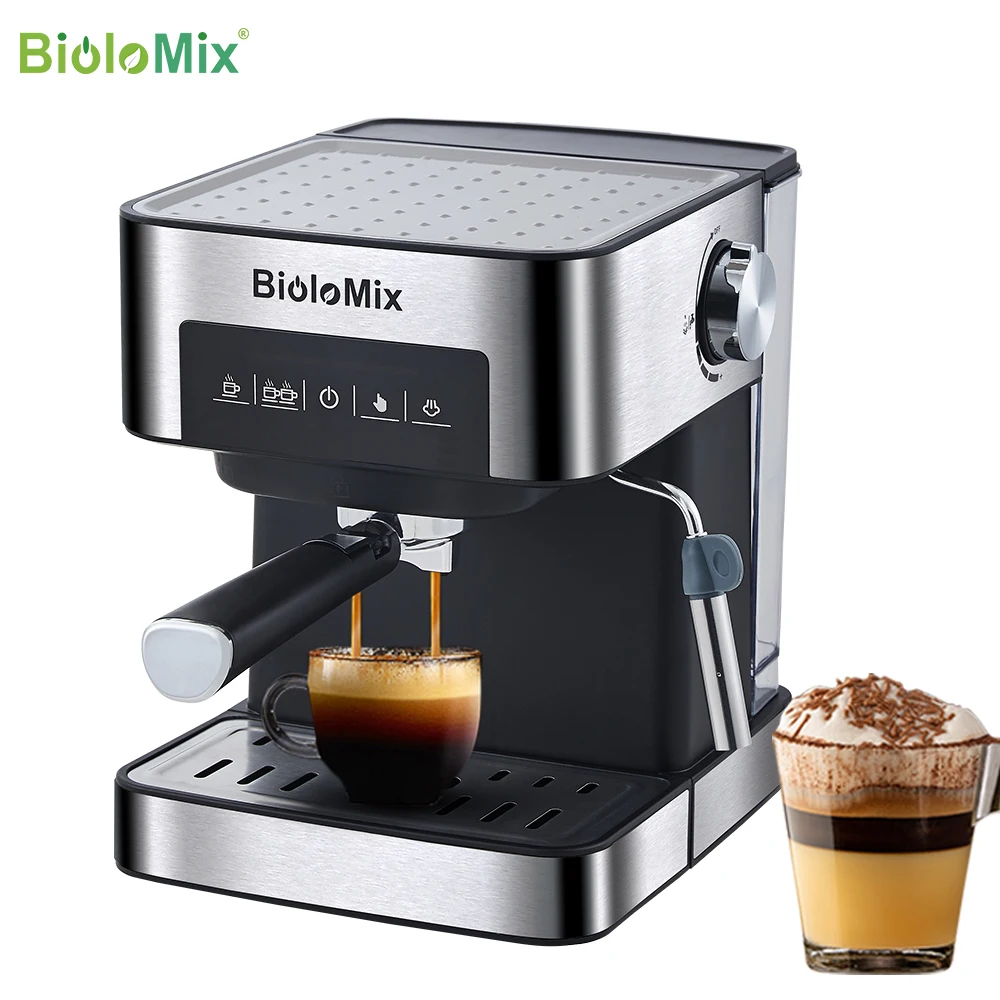 BioloMix-cafetera expreso italiana de 20 Bar con Espumador de leche, máquina para café expreso, capuchino, Latte Y Mocha