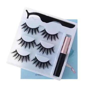 

3 Pairs Magnetic Eyelashs set Magnet Liquid Eyeliner& Magnetict Waterproof Long Lasting Eyelash Extension