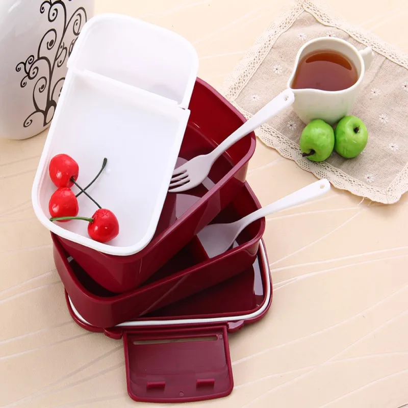 Bento Box японский стиль Ланч-бокс двухэтажный микроволновая печь Герметичный пищевой контейнер с ложками или палочками для еды для детей и взрослых