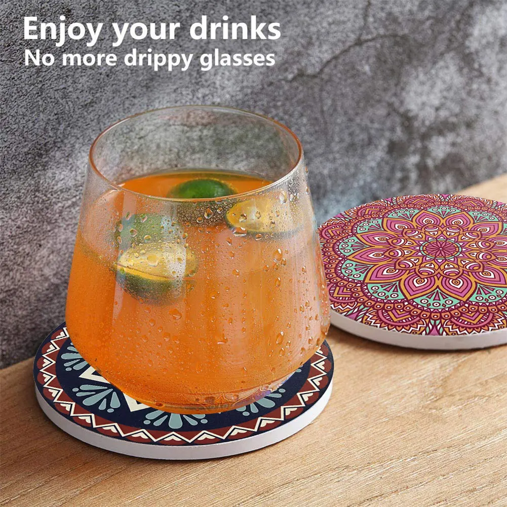 Набор абсорбирующих подставок термостойкие коврики для чашек и кружек чайных