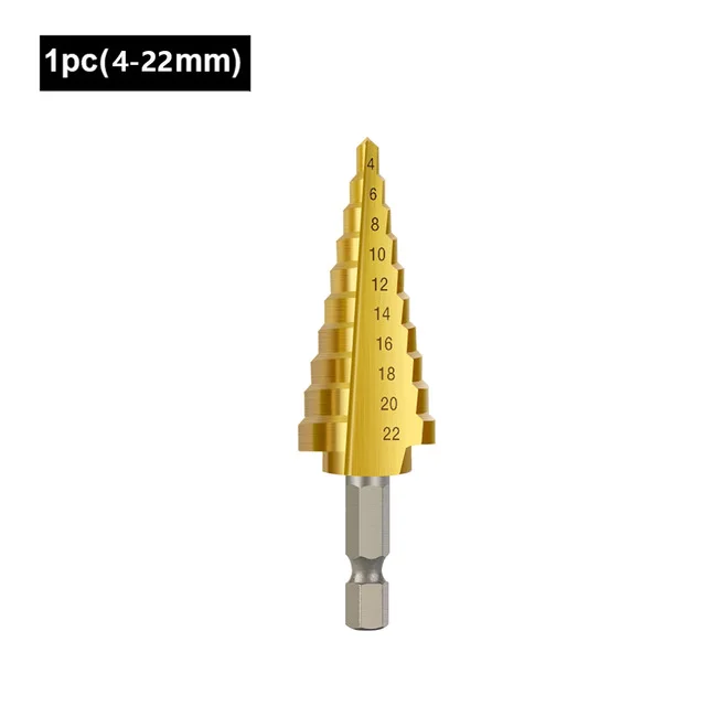 4-22MM 4-32 мм HSS 4241 с шестигранным хвостовиком Коническое титановое ступенчатое конусное сверло металлический Дырокол Мини дрель аксессуары для электроинструментов - Цвет: 4-22MM