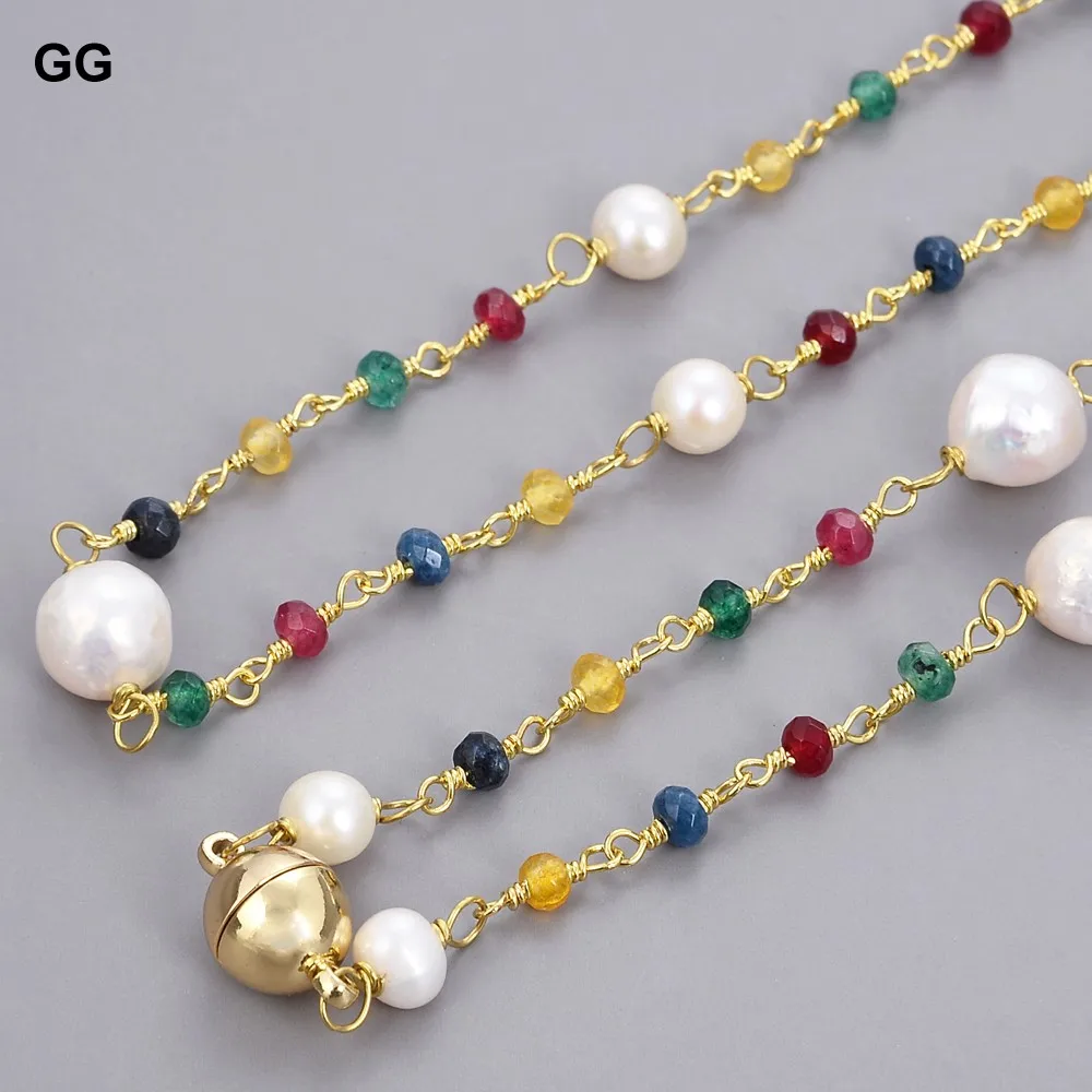 Baroque Shaped Pearl Alloy Gem Bee Necklace White Freshwater Cultured Pearl  Fashion Necklace for Women