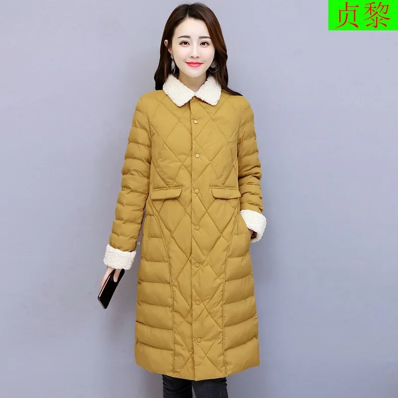 

2018 Winter New Style WOMEN'S Dress Korean-style Mid-length over-the-Knee Thin down Jacket Cotton-padded Clothes European Goods
