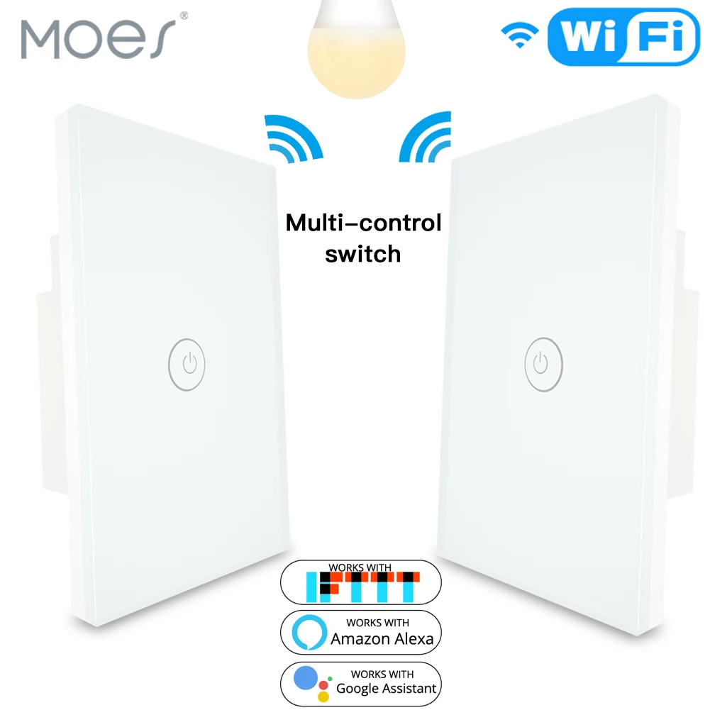 

3 Way WiFi Smart Multi-Control Light Switch Work with Alexa Google Home,No Hub Required Smart Life APP Remote Control