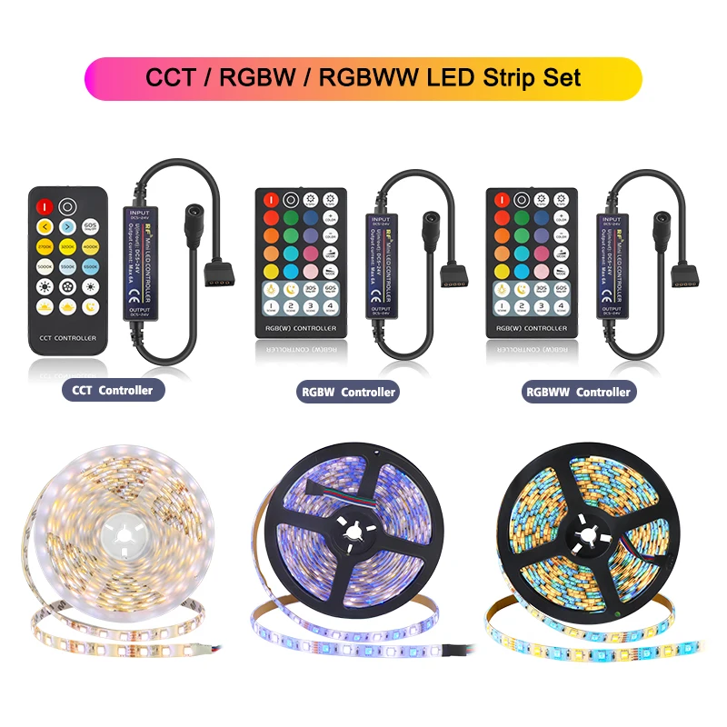 1 комплект 5050 DC12V 5 м 300 светодиодный s RGB/RGBW/RGBWW/CCT 60 Светодиодный s/M светодиодный полосы+ RF светодиодный контроллер+ 12 В 3A адаптер