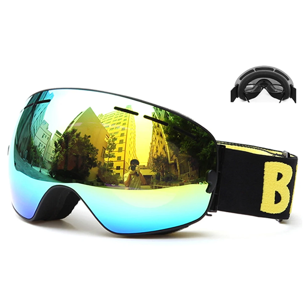 

Adult Skiing Snowboarding Skating Goggles UV Protection Winter Anti-fog Wide Spherical PC Lens Anti-slip Strap Helmet Compatible