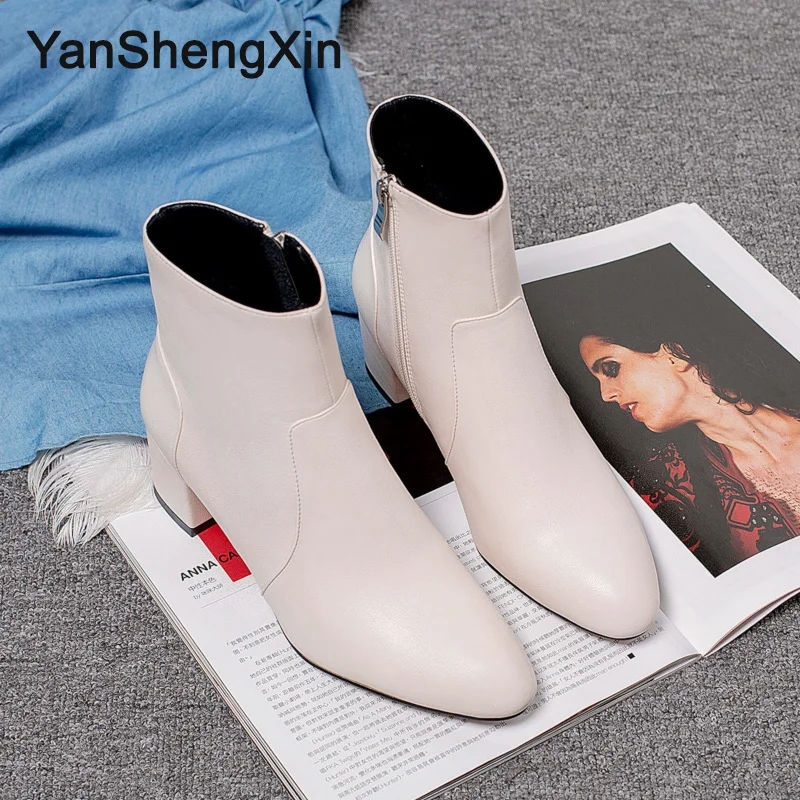 YANSHENGXIN/обувь; женские ботинки; ботильоны в стиле знаменитостей; женская обувь на молнии; сезон осень-зима; женские ботинки