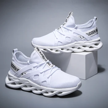 

2020 New men lightweight blade running shoes shockproof lack up breathable male sneakers height increase walking Gym shoes man