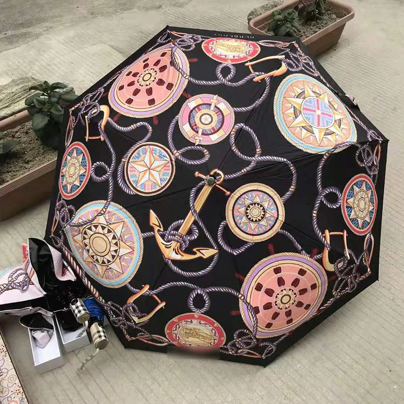 

Luxury Wind Resistant Fully-Automatic Umbrella Anti-UV Sun/Rain 3Folding Gift Parasol Compact Large 10K Umbrella With LOGO
