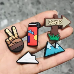 1Pcs Camp Mountain Bottle PVC Charms Shoe Accessories Garden Shoe Decoration for Clog Buckle Kid's X-mas Gift