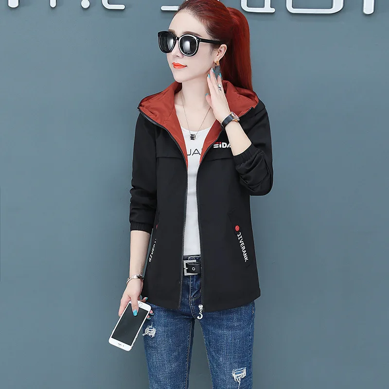 

New Style Coat Women's Spring And Autumn Korean-style Trend of Fashion Casual Hooded Zipper Jacket Tops Women's