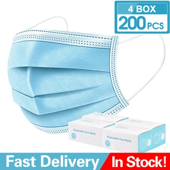 

200PCS Disposable Face Masks Anti-Pollution 3 Laye Mask Dust Mouth Masks Elastic Ear Loop Dust-Proof Filter Cotton Mask