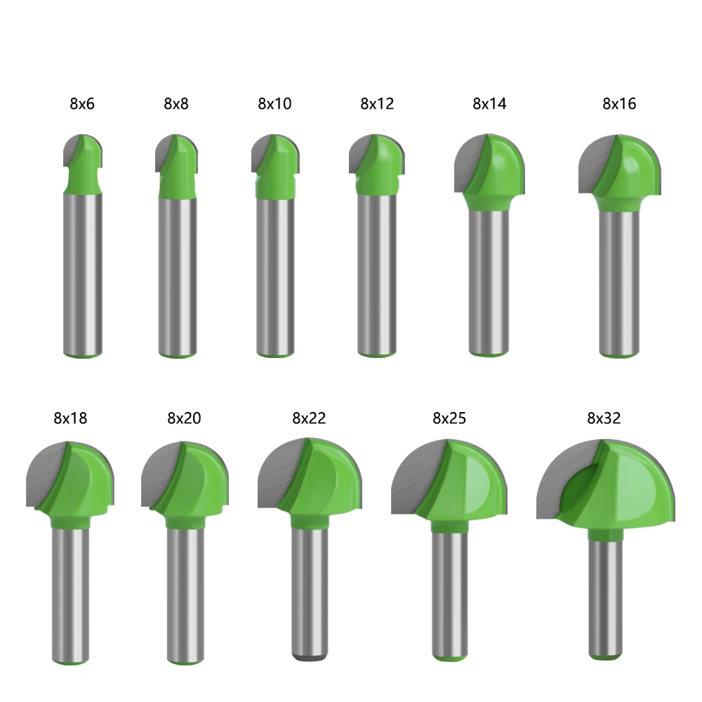 LA VIE 1pc 8mm Shank Ball Nose End Mill Round Nose Cove CNC Milling Bit Radius Core Box Solid Carbide Router Bit Tools