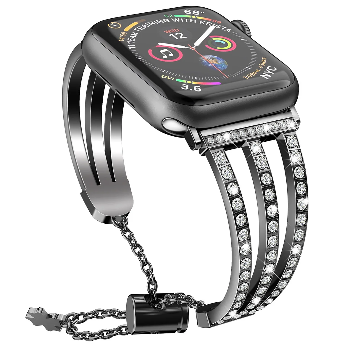 black Женский ремешок для apple watch 4 диапазона 44 мм 40 мм бриллиантовый браслет из нержавеющей стали для apple watch Band 42 мм 38 мм Серия 1 2 3 4 5 - Цвет ремешка: black