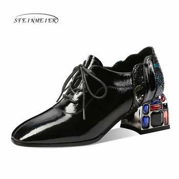 

New Shallow Women Pumps Genuine Leather High Heels Office Dancing Shoes Woman Lace Up Classic Shoes 2020 Spring