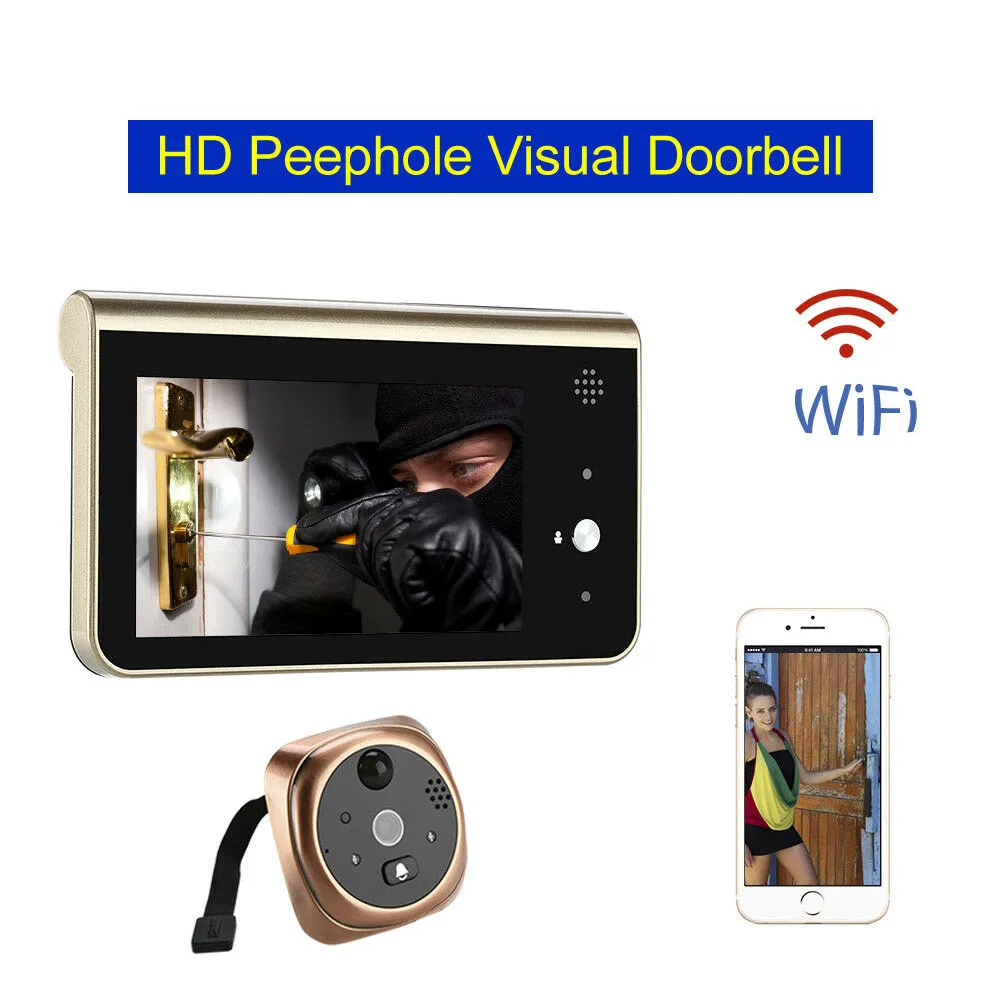 

Security Home Phone Visual HD Peephole 4.3 Inch LCD Intercom Camera Smart WIFI Infrared Wireless Night Vision Video Doorbell