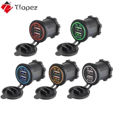 3.1a dupla usb carregador de cigarro do carro tomada à prova d12 água 12v/24v led display digital para carro barco marinha motocicleta d5
