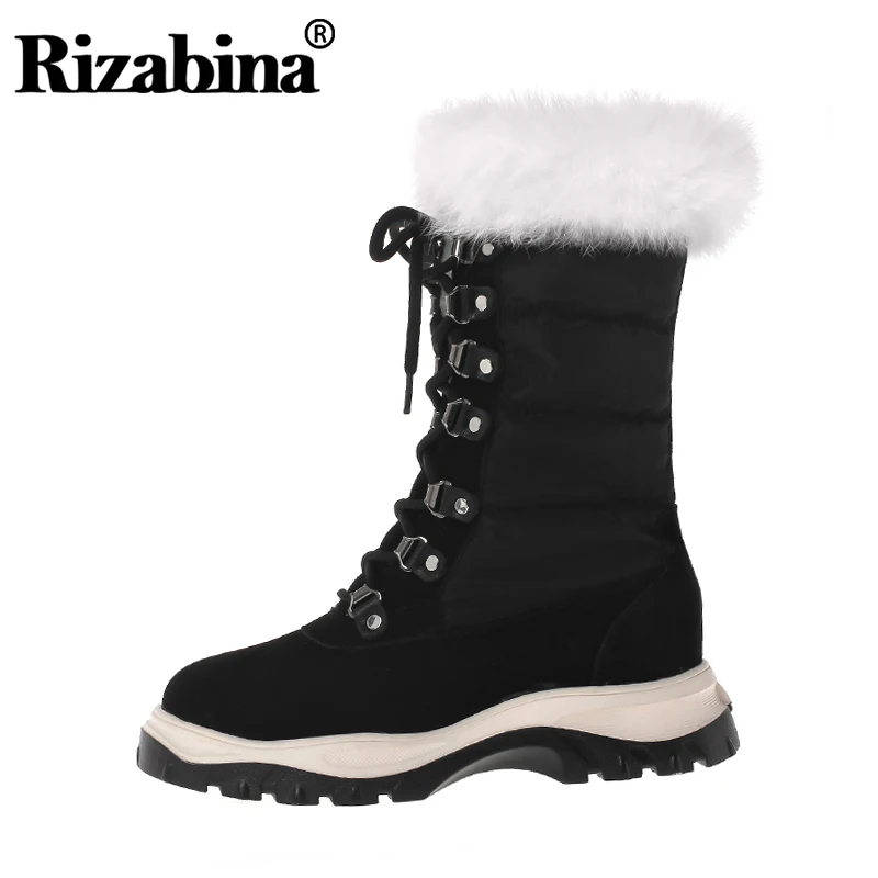 RIZABINA/женские зимние ботинки теплая зимняя обувь из натуральной кожи женские до